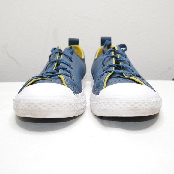 Converse Chuck Taylor All Star Leather Low Tops Boys Size 4 Blue Yellow 662300C - Picture 3 of 8